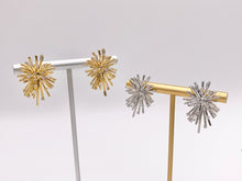 Cargar imagen en el visor de la galería, Luxury Fireworks CZ Pave Earrings in 18k Gold and Silver Over Copper 3 PAIRS
