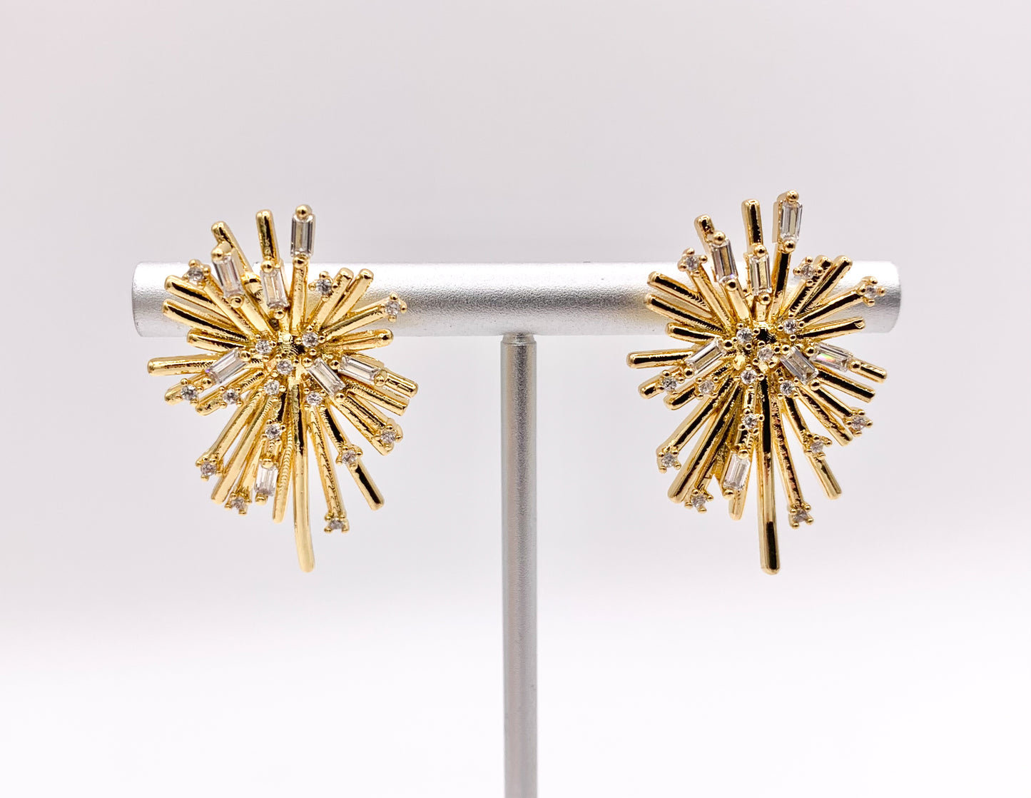 Luxury Fireworks CZ Pave Earrings in 18k Gold and Silver Over Copper 3 PAIRS