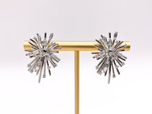 Cargar imagen en el visor de la galería, Luxury Fireworks CZ Pave Earrings in 18k Gold and Silver Over Copper 3 PAIRS
