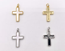 Cargar imagen en el visor de la galería, Dainty Cute White Lip Shell Cross Charms in 18K Gold/Silver Plated Copper 6 PCS
