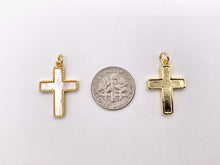 Cargar imagen en el visor de la galería, Dainty Cute White Lip Shell Cross Charms in 18K Gold/Silver Plated Copper 6 PCS
