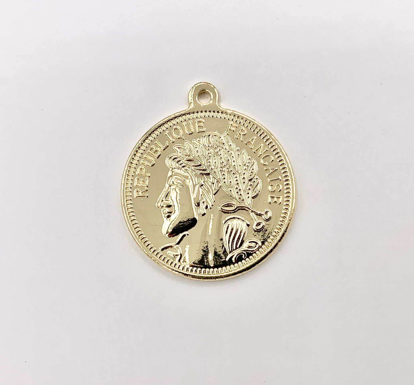 25mm Republique Francaise Token Coin Pendant in 18K Gold plated Copper 8 PCS