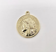 Cargar imagen en el visor de la galería, 25mm Republique Francaise Token Coin Pendant in 18K Gold plated Copper 8 PCS
