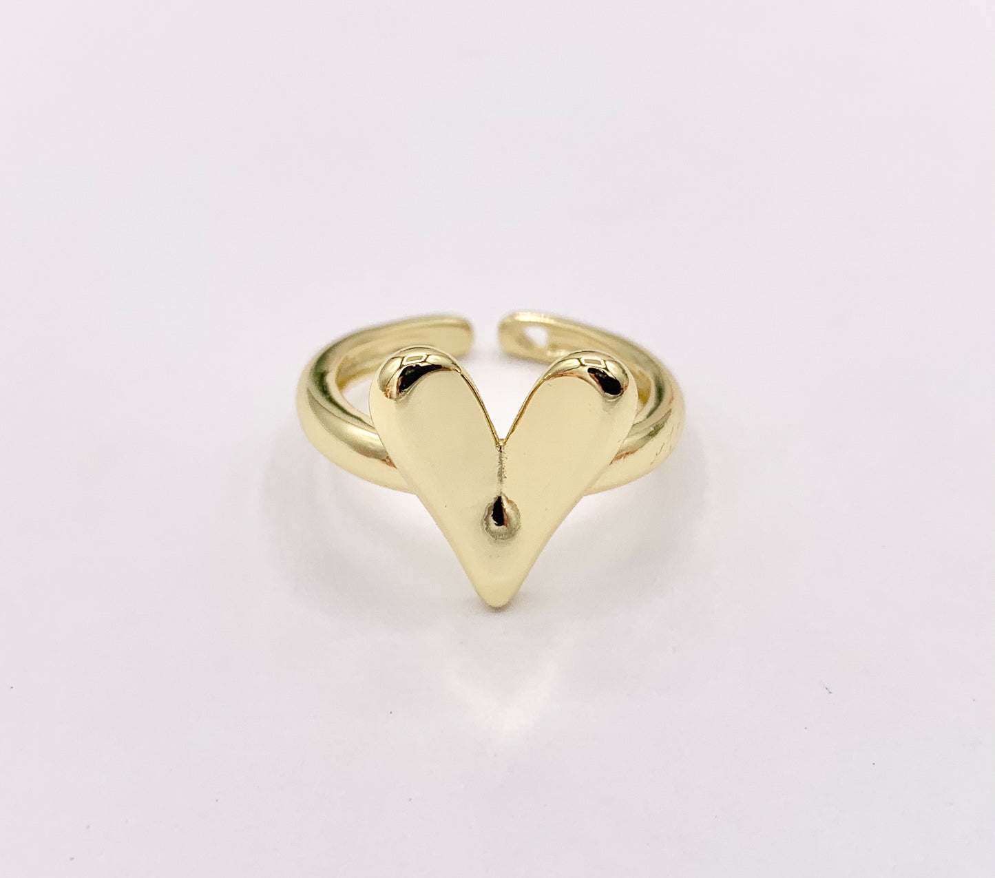 Plain Simple Heart Adjustable Ring in Real Gold 18K Plated Copper 6 PCS