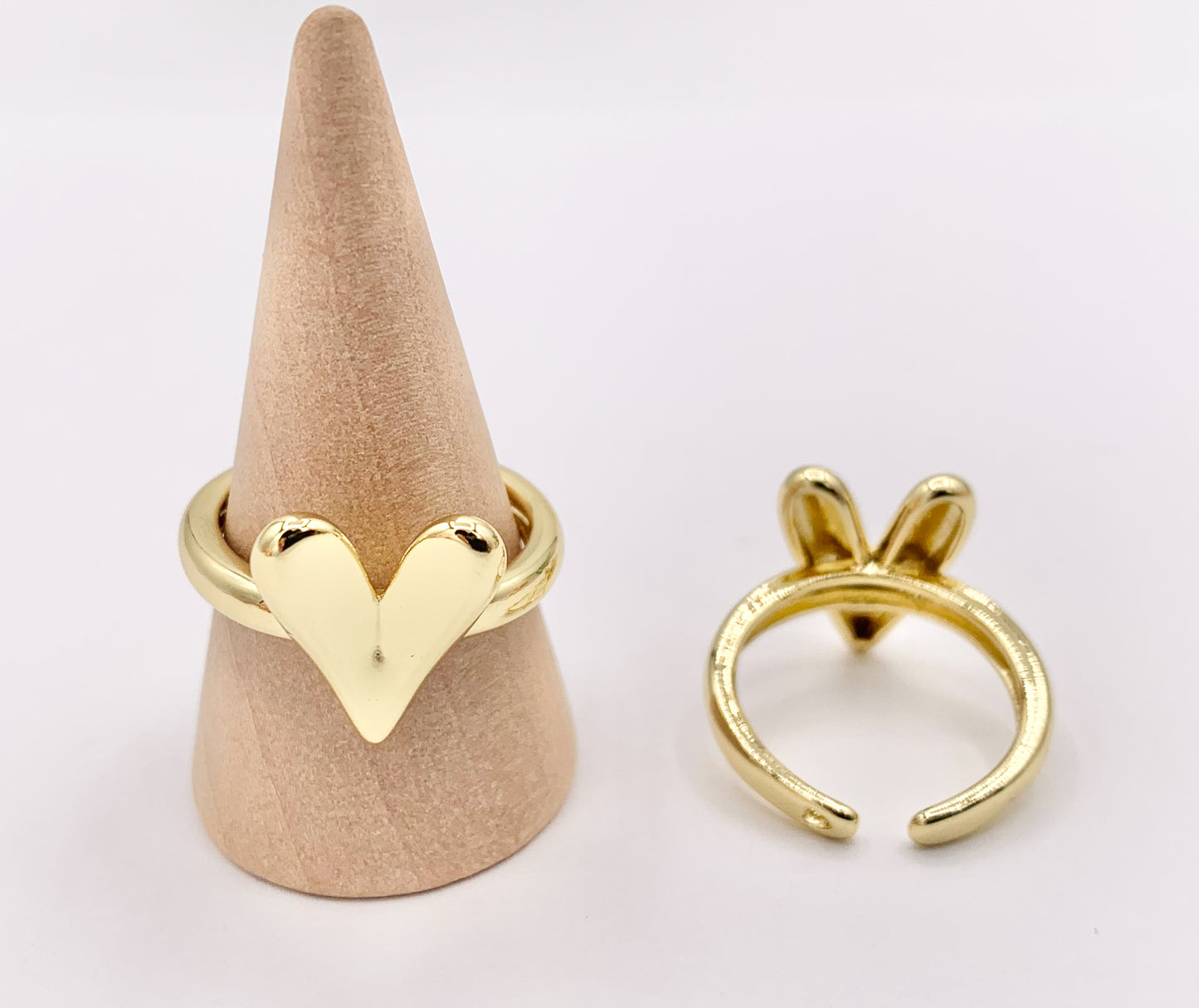Plain Simple Heart Adjustable Ring in Real Gold 18K Plated Copper 6 PCS