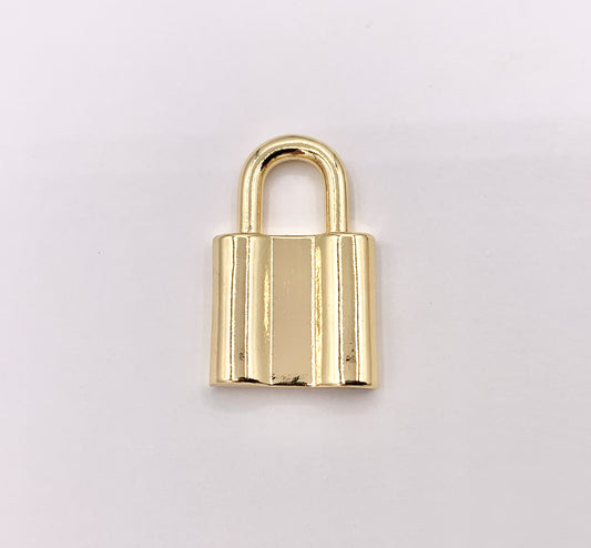 Lock Charm One Sided Padlock Pendants in 18K Gold Plated Brass 6PCS