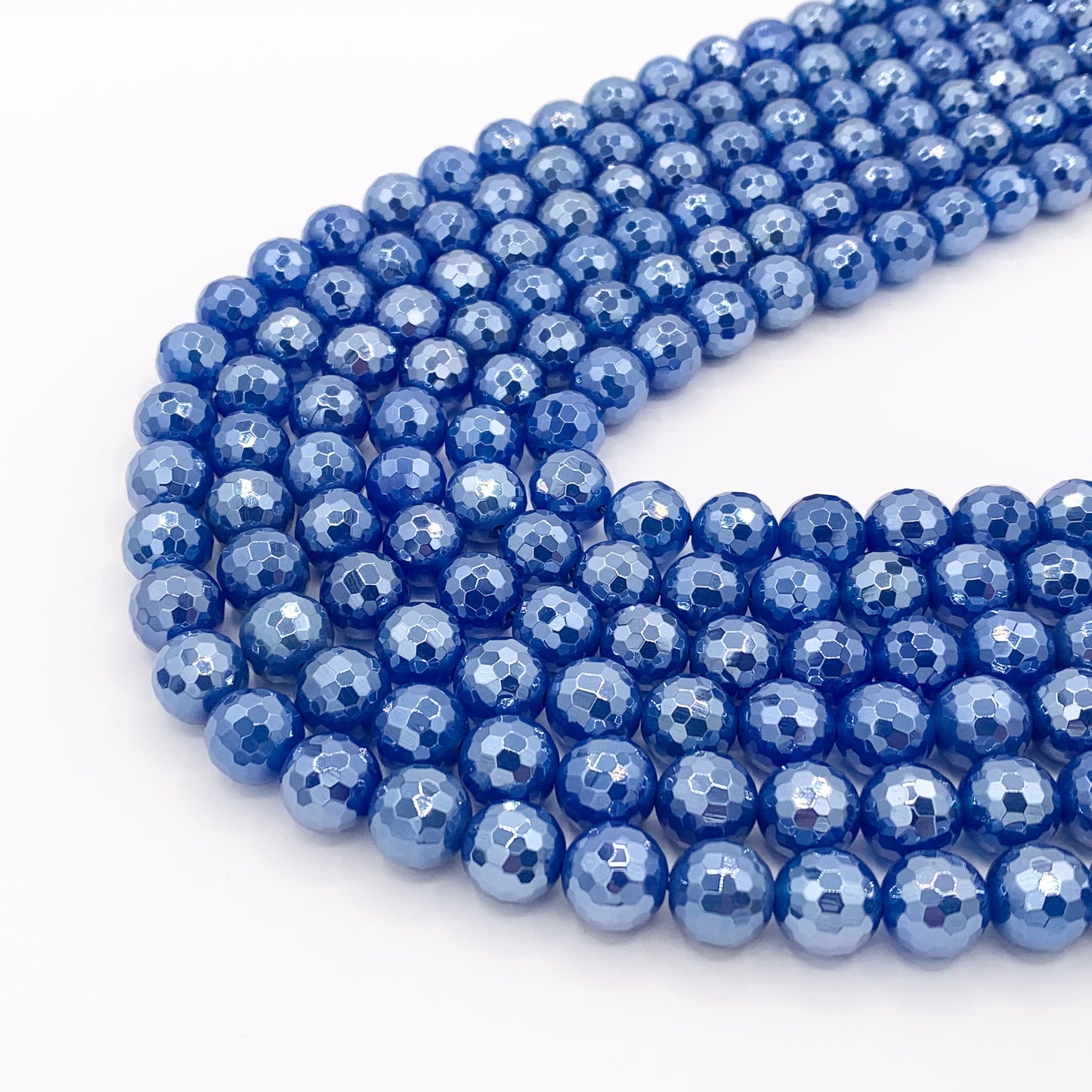Mystic Electroplated Blue Agate Coated Faceted Round Beads 8mm 10mm 15"