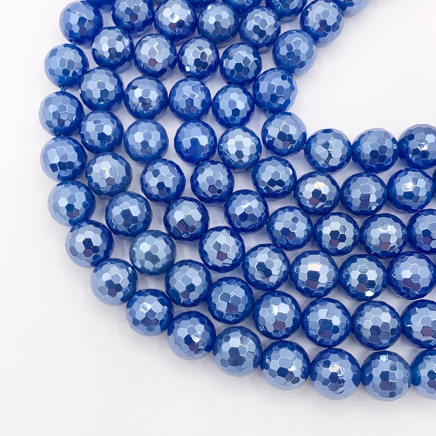 Mystic Electroplated Blue Agate Coated Faceted Round Beads 8mm 10mm 15"