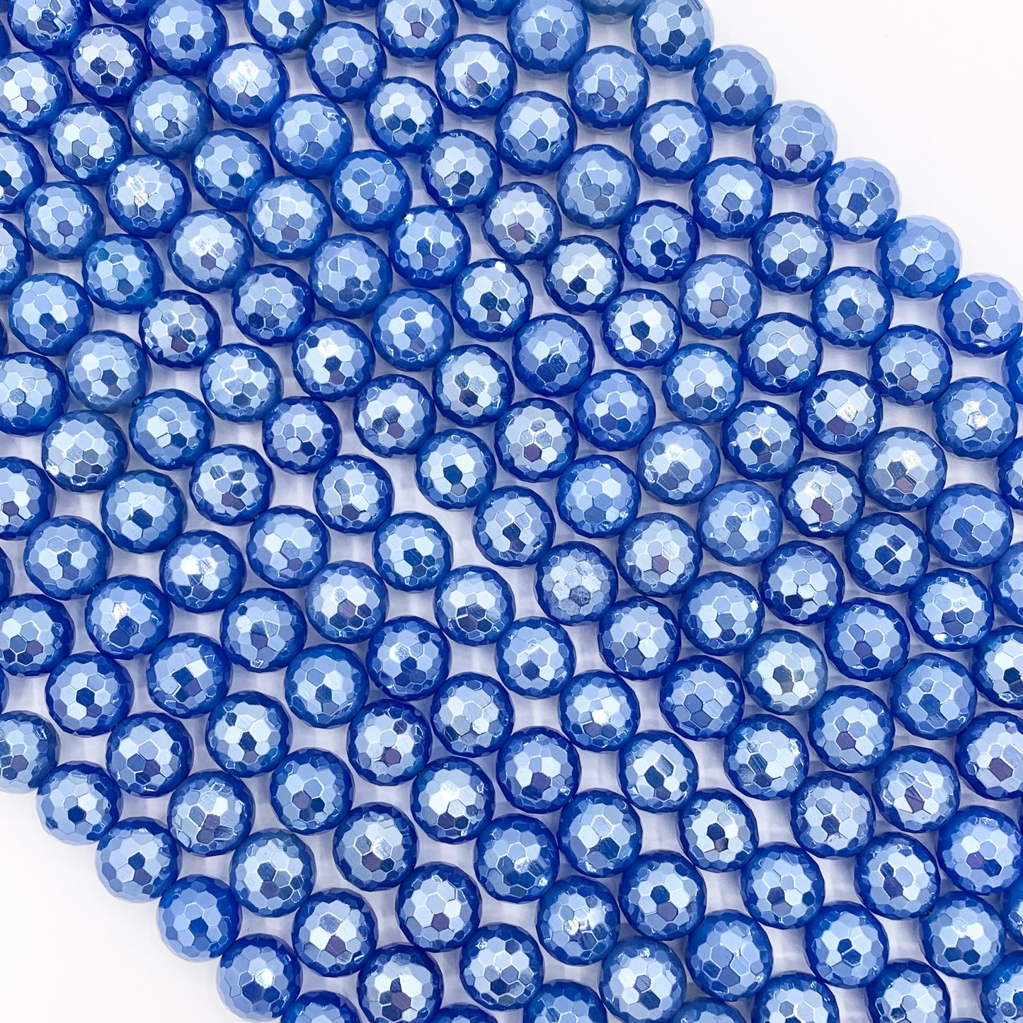 Mystic Electroplated Blue Agate Coated Faceted Round Beads 8mm 10mm 15"