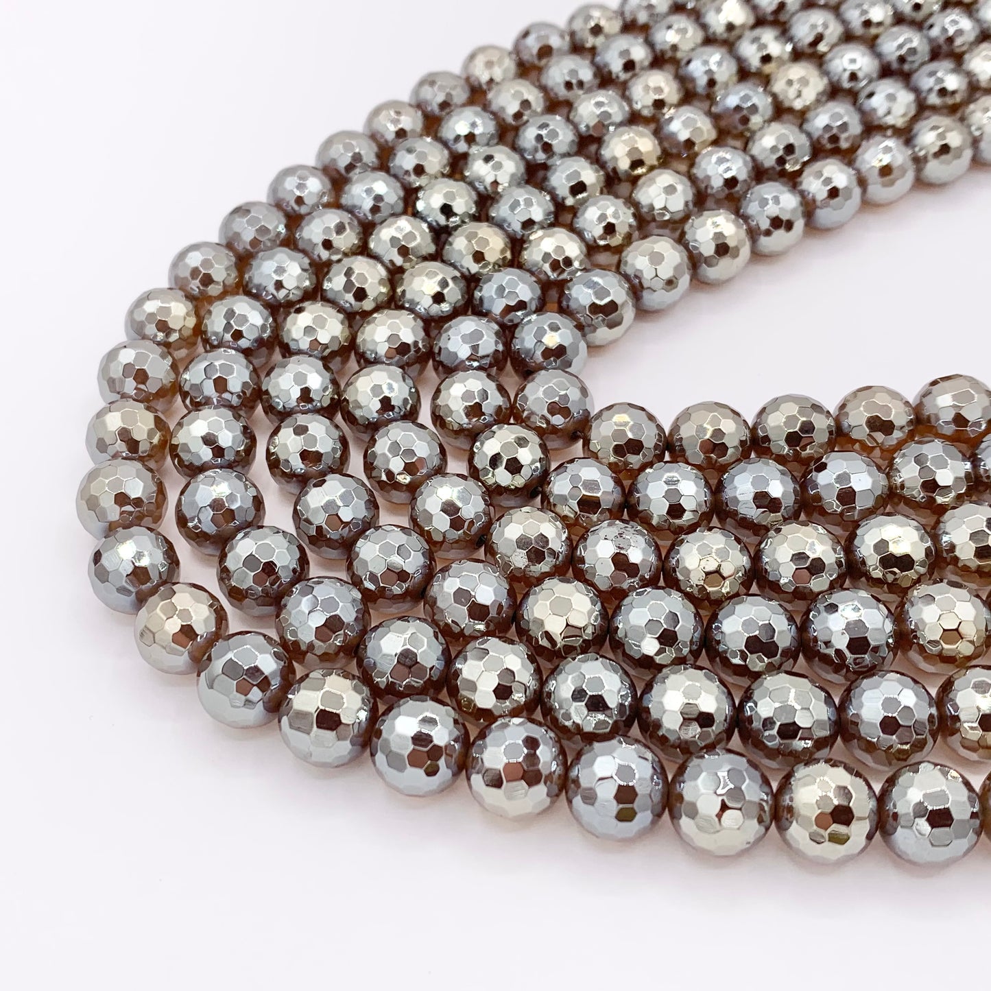 Mystic Electroplated Brown Agate Coated Faceted Round Beads 6mm 8mm 10mm 12mm 15"