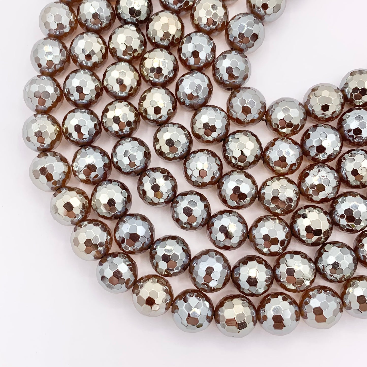 Mystic Electroplated Brown Agate Coated Faceted Round Beads 6mm 8mm 10mm 12mm 15"