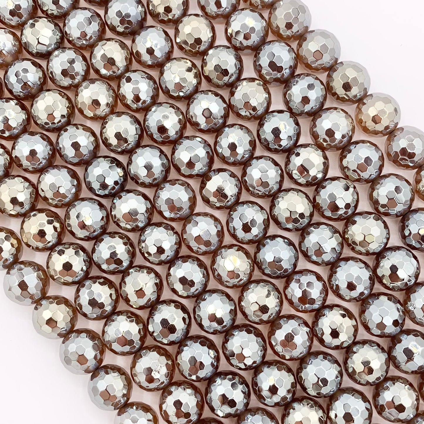 Mystic Electroplated Brown Agate Coated Faceted Round Beads 6mm 8mm 10mm 12mm 15"