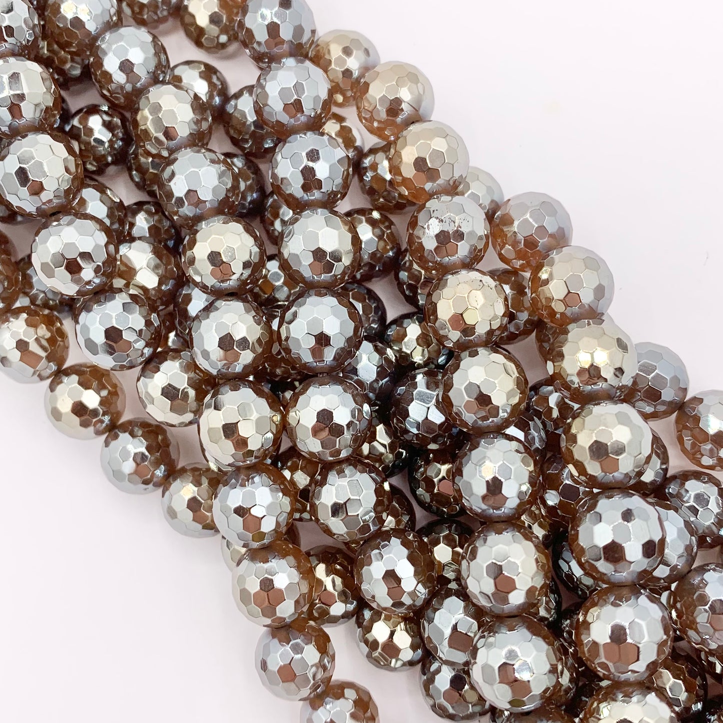 Mystic Electroplated Brown Agate Coated Faceted Round Beads 6mm 8mm 10mm 12mm 15"