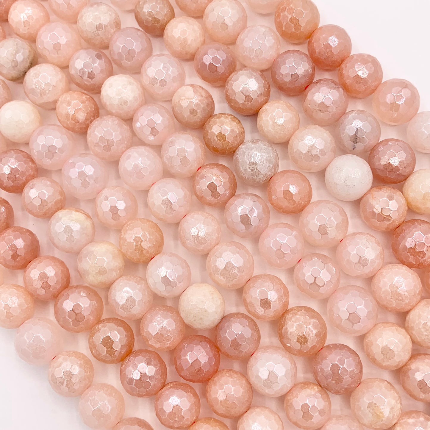 Mystic Electroplated Pink Aventurine Shiny Faceted Round Beads 6mm 8mm 10mm 12mm 15"
