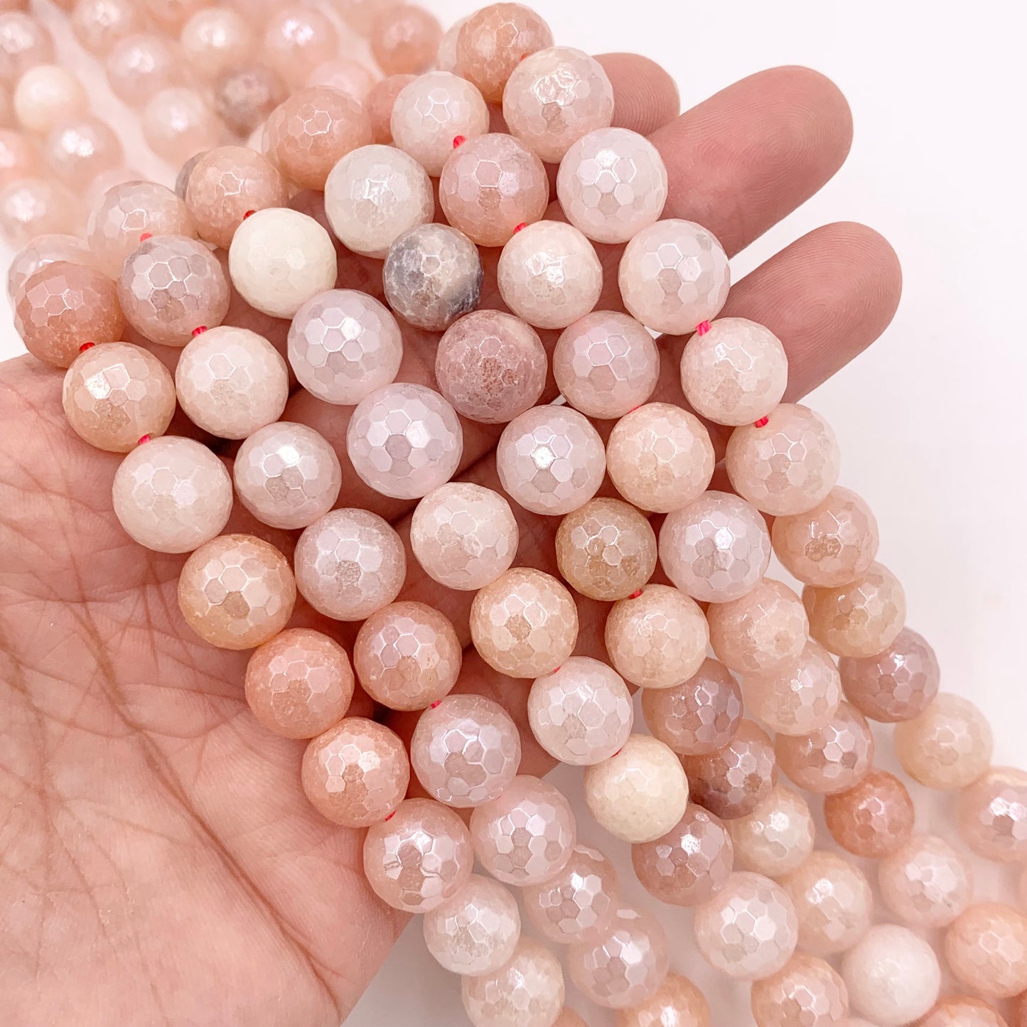 Mystic Electroplated Pink Aventurine Shiny Faceted Round Beads 6mm 8mm 10mm 12mm 15"