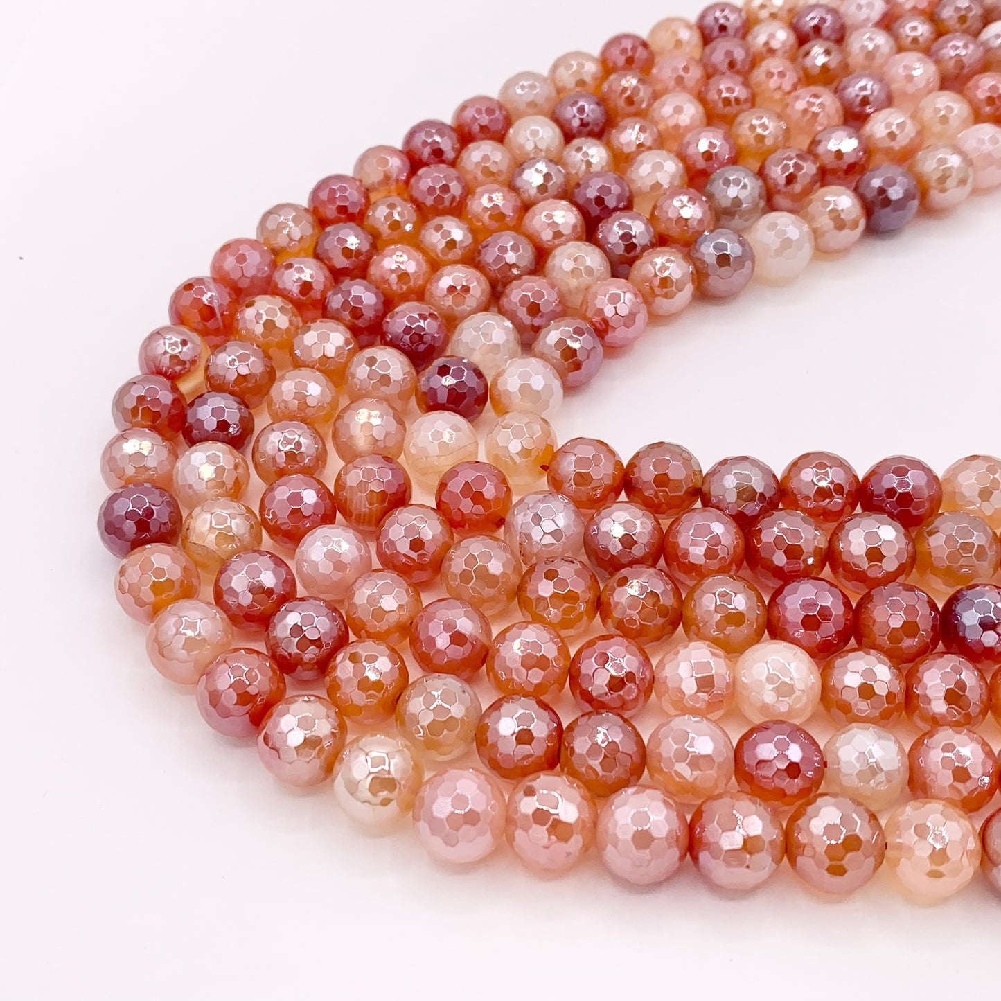 Mystic Electroplated Orange Agate Coated Faceted Round Beads 6mm 8mm 10mm 12mm 15"