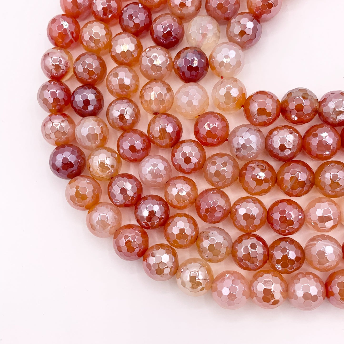 Mystic Electroplated Orange Agate Coated Faceted Round Beads 6mm 8mm 10mm 12mm 15"
