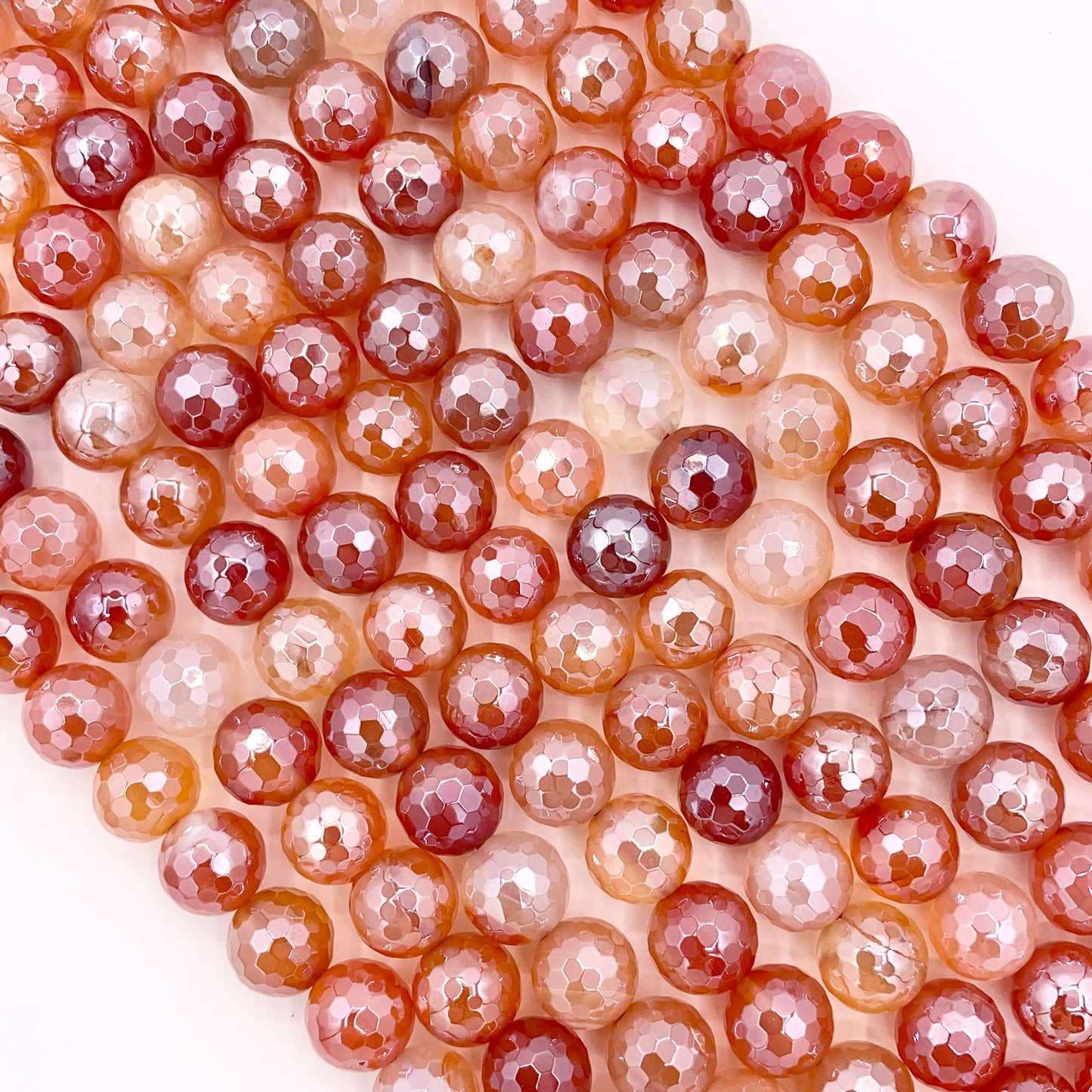 Mystic Electroplated Orange Agate Coated Faceted Round Beads 6mm 8mm 10mm 12mm 15"