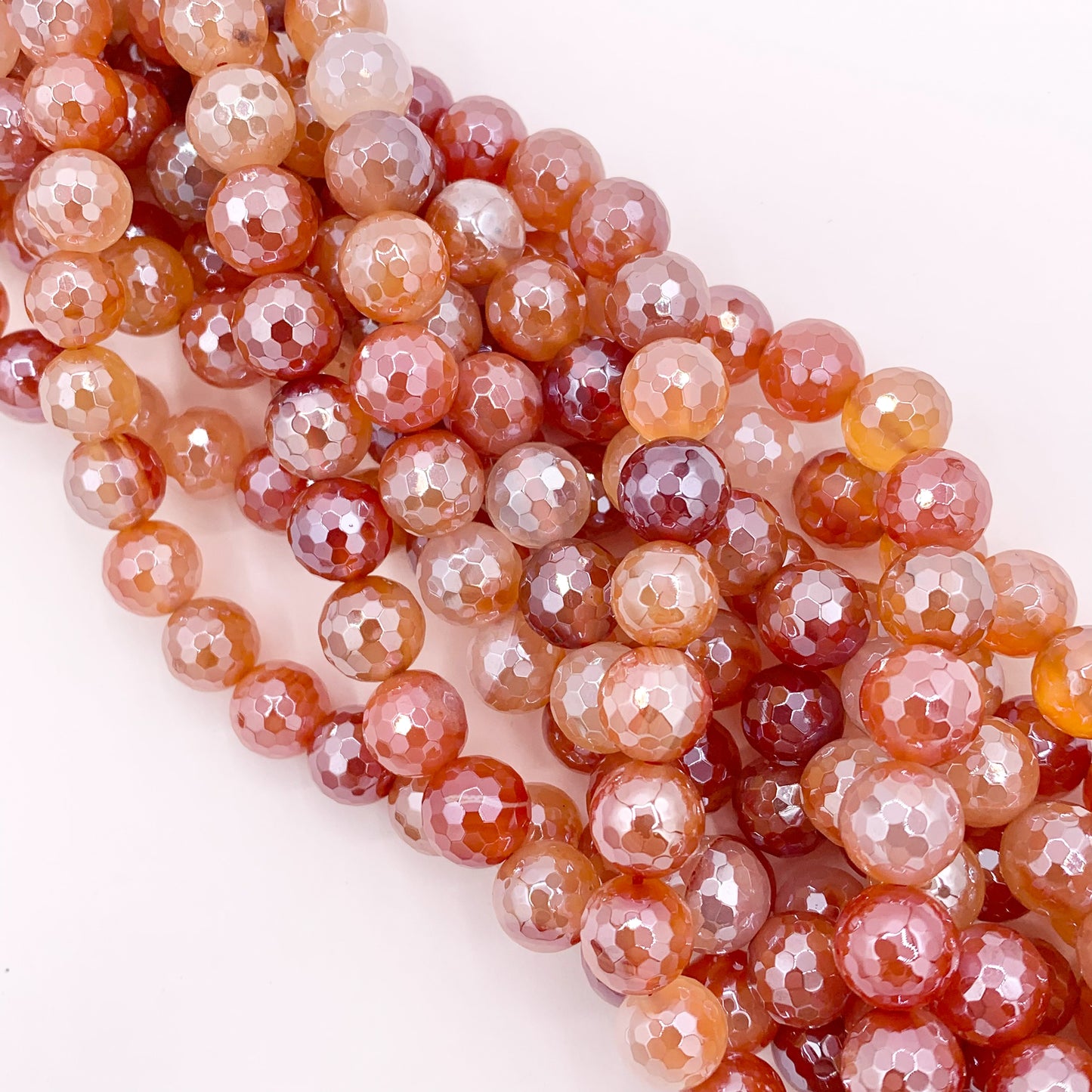 Mystic Electroplated Orange Agate Coated Faceted Round Beads 6mm 8mm 10mm 12mm 15"