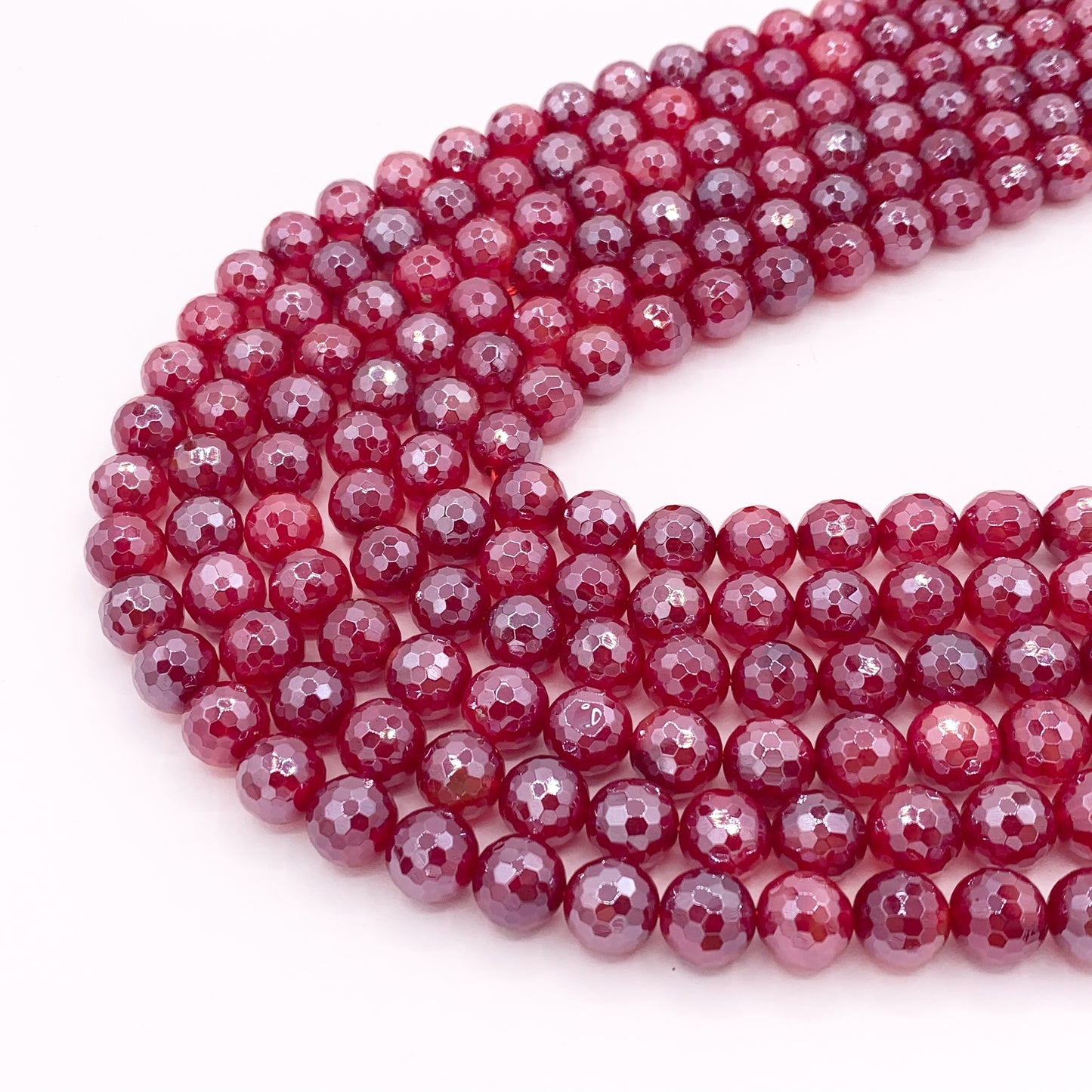 Mystic Electroplated Red Agate Coated Faceted Round Beads 6mm 8mm 10mm 12mm 15"
