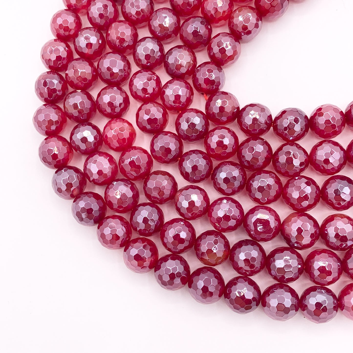 Mystic Electroplated Red Agate Coated Faceted Round Beads 6mm 8mm 10mm 12mm 15"