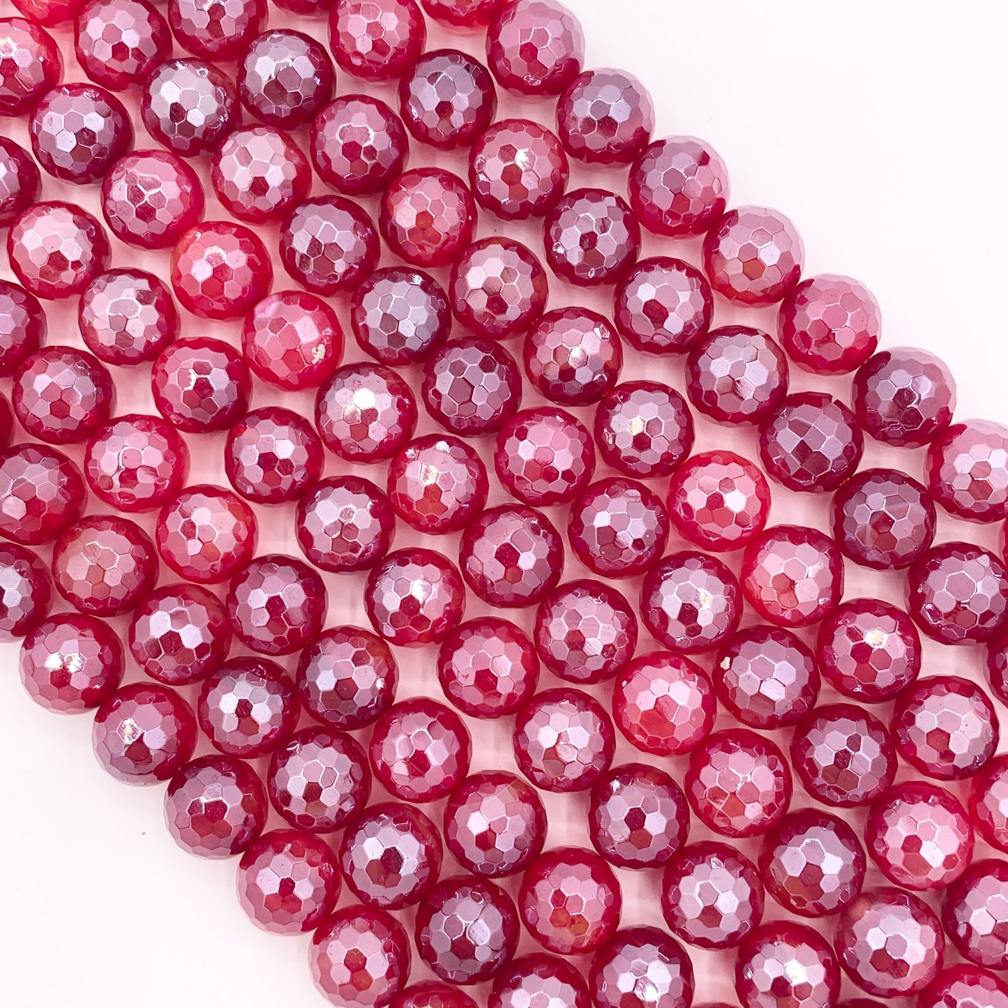 Mystic Electroplated Red Agate Coated Faceted Round Beads 6mm 8mm 10mm 12mm 15"