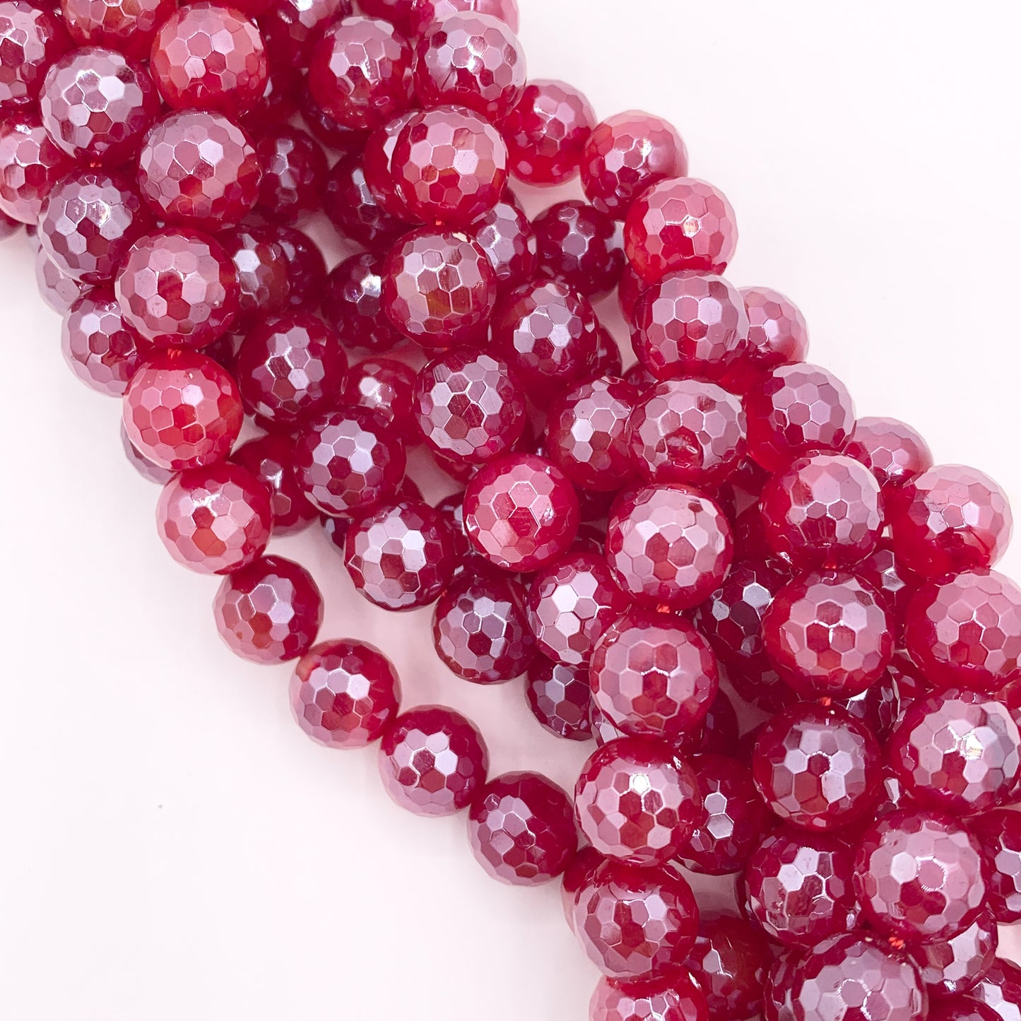 Mystic Electroplated Red Agate Coated Faceted Round Beads 6mm 8mm 10mm 12mm 15"