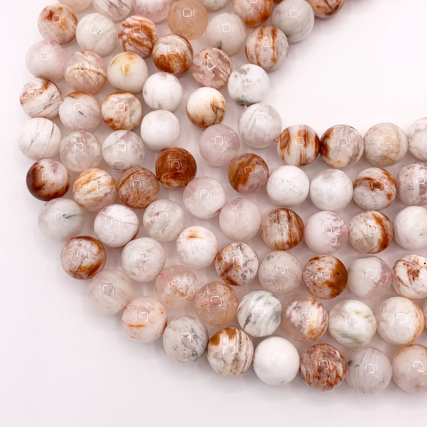 Cherry Blossom Agate Round Shiny Natural Stone Beads 8mm 9mm 10mm For Jewelry Making 15"