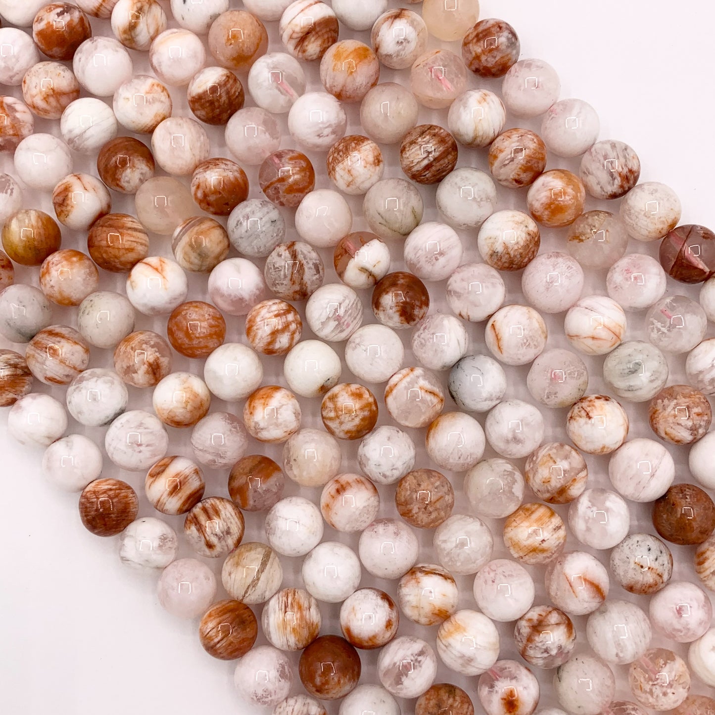 Cherry Blossom Agate Round Shiny Natural Stone Beads 8mm 9mm 10mm For Jewelry Making 15"