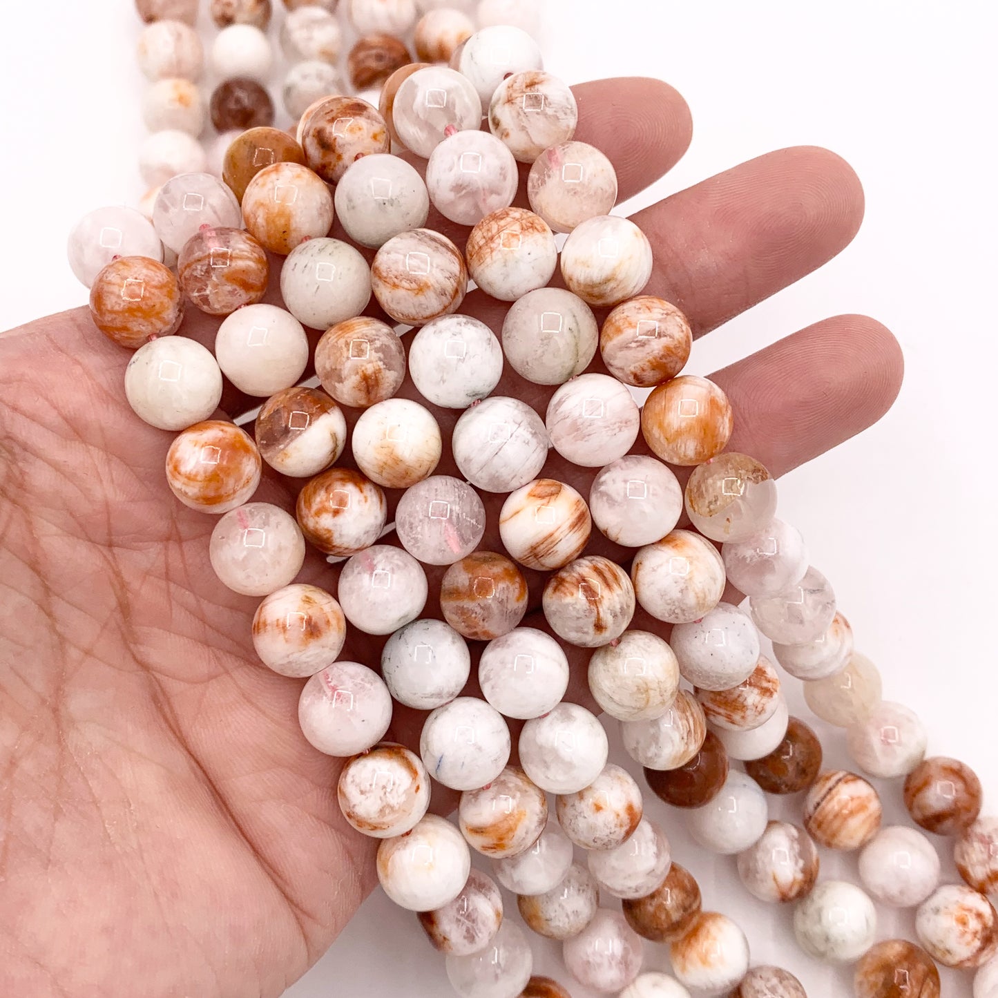 Cherry Blossom Agate Round Shiny Natural Stone Beads 8mm 9mm 10mm For Jewelry Making 15"