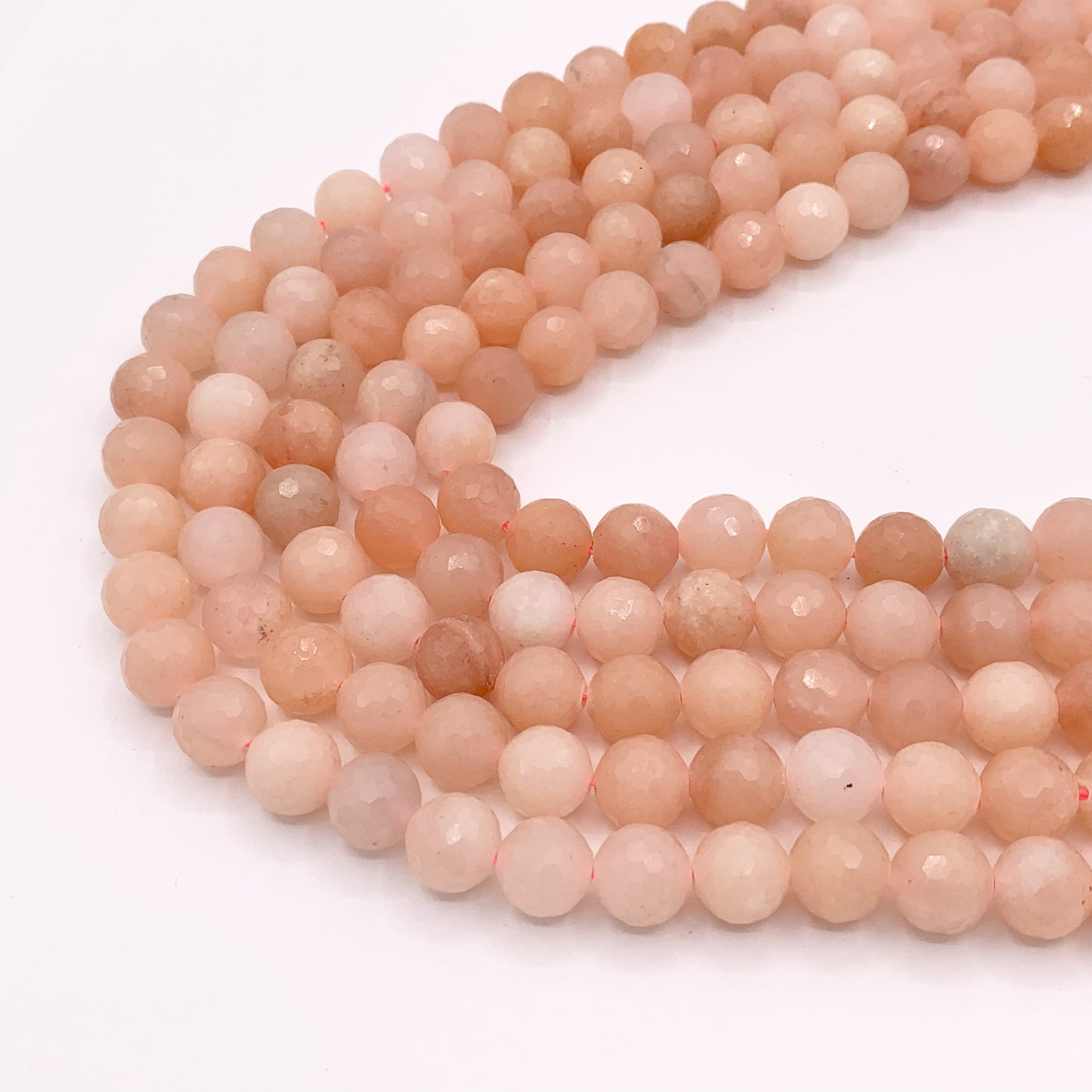 Pink Aventurine Hand Cut Faceted Round Beads 8mm 10mm 15"