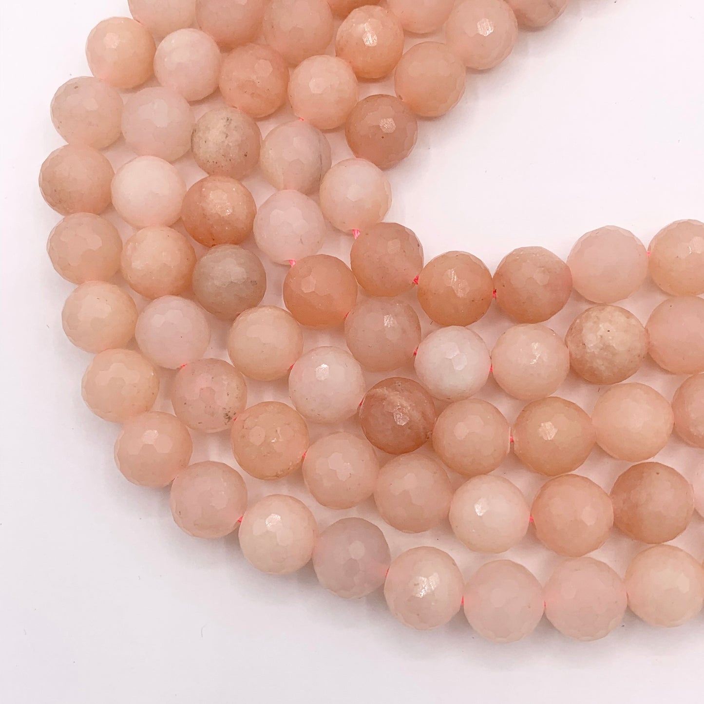 Pink Aventurine Hand Cut Faceted Round Beads 8mm 10mm 15"