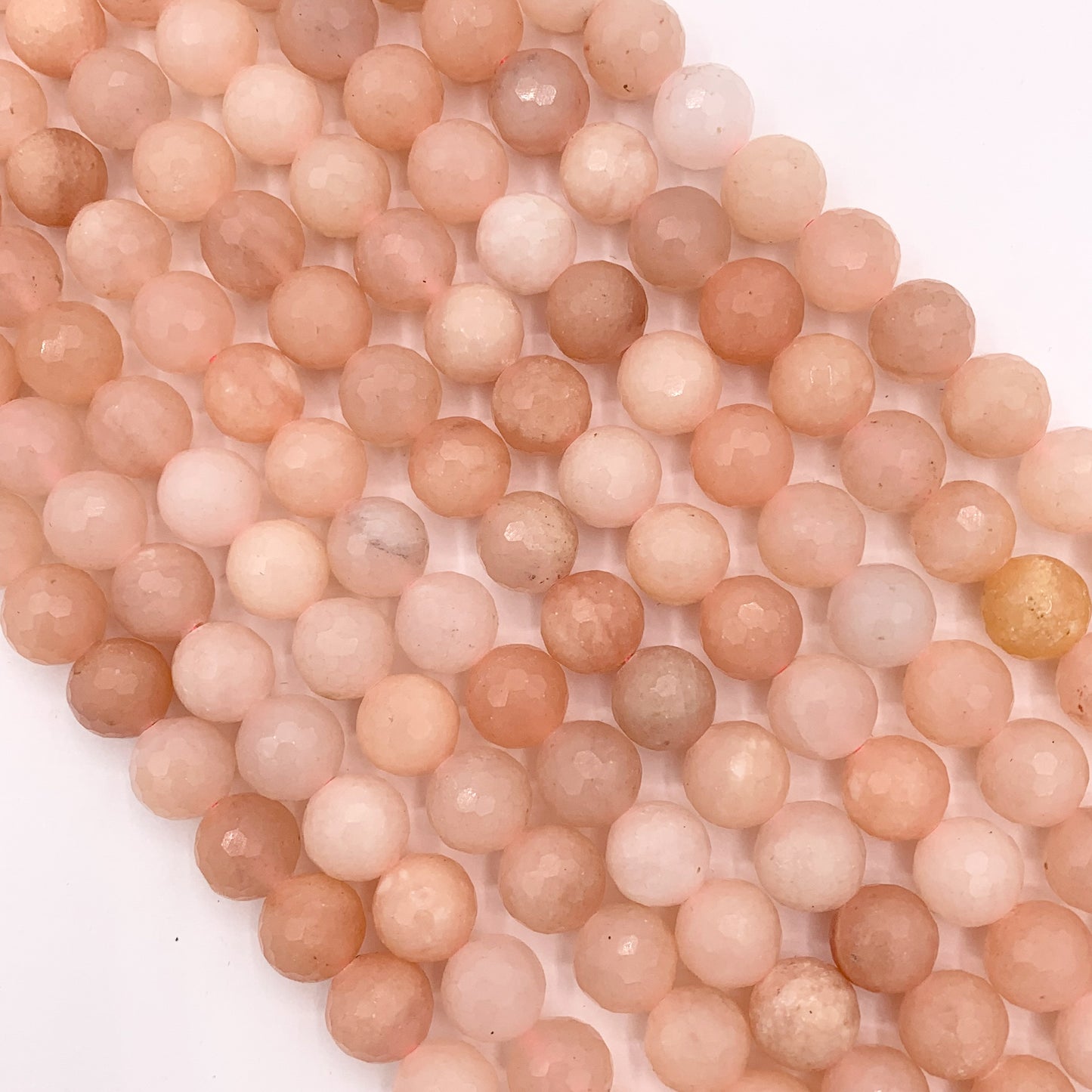 Pink Aventurine Hand Cut Faceted Round Beads 8mm 10mm 15"