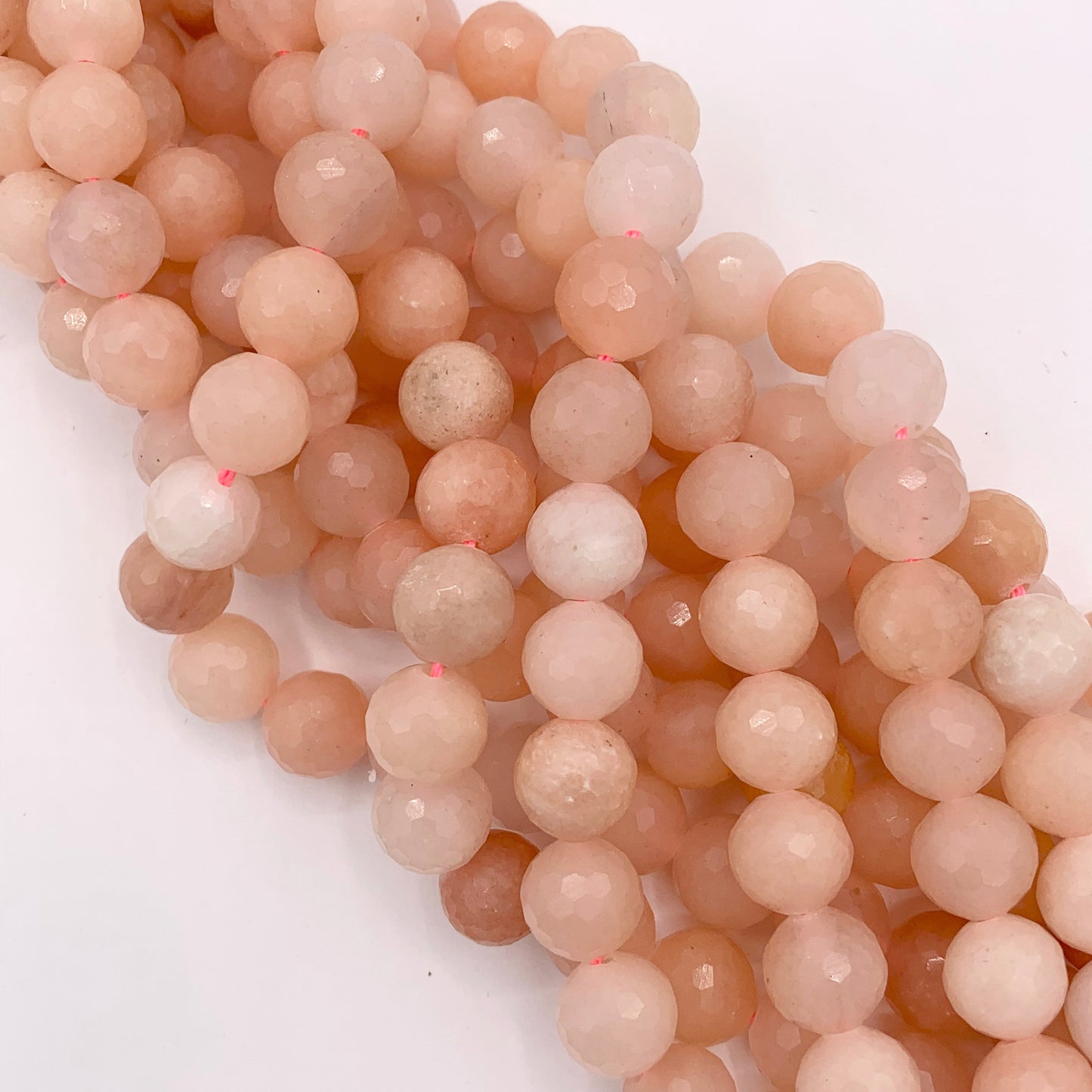 Pink Aventurine Hand Cut Faceted Round Beads 8mm 10mm 15"