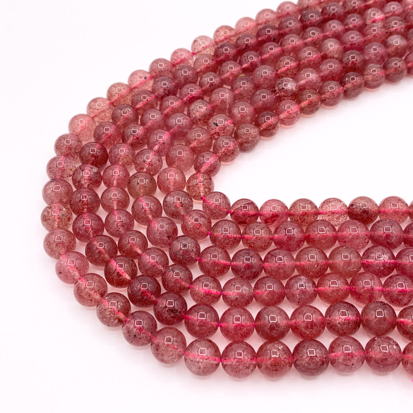 Strawberry Quartz Round Shiny Natural Gemstone Beads 6mm 8mm 9mm 10mm For Jewelry Making 15"