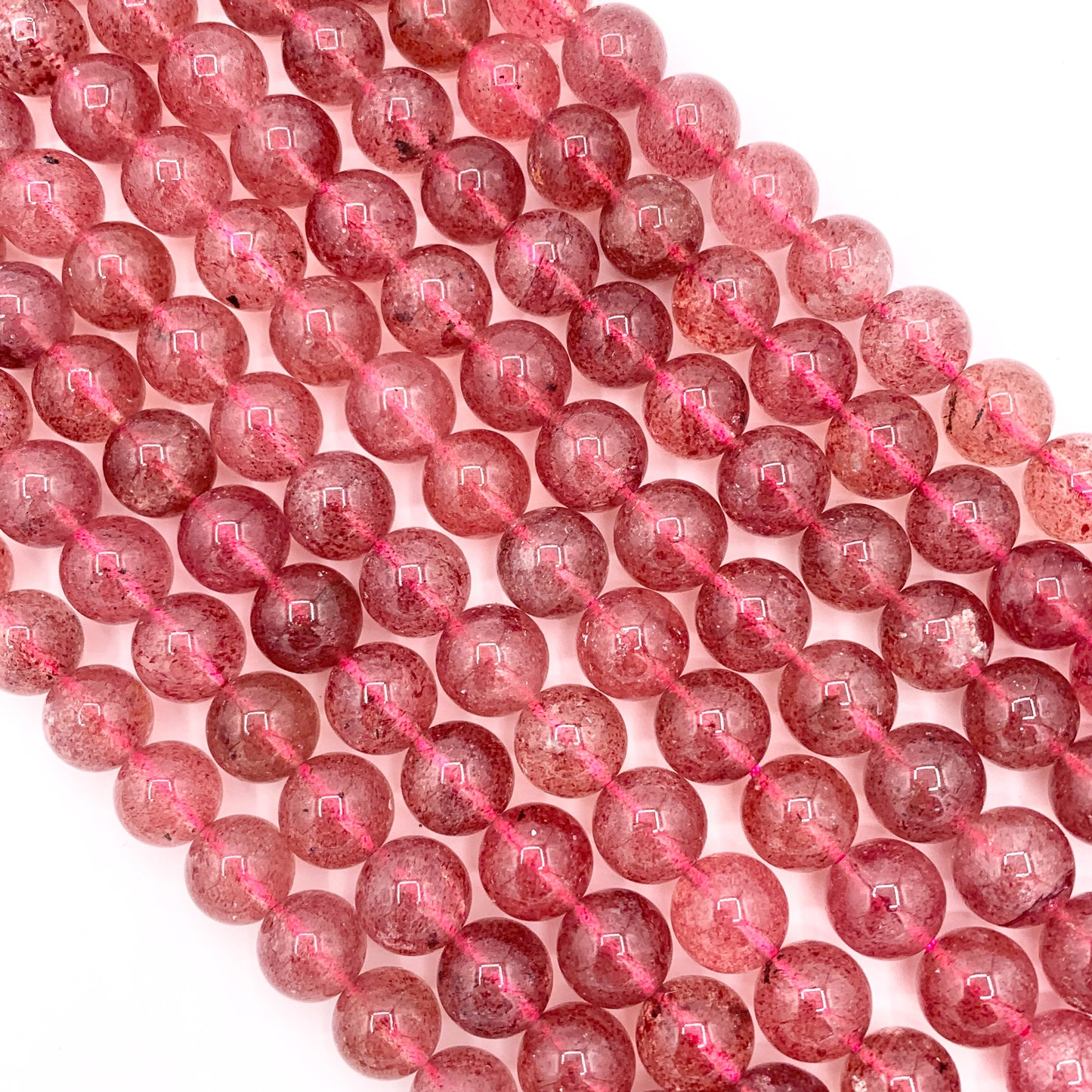 Strawberry Quartz Round Shiny Natural Gemstone Beads 6mm 8mm 9mm 10mm For Jewelry Making 15"