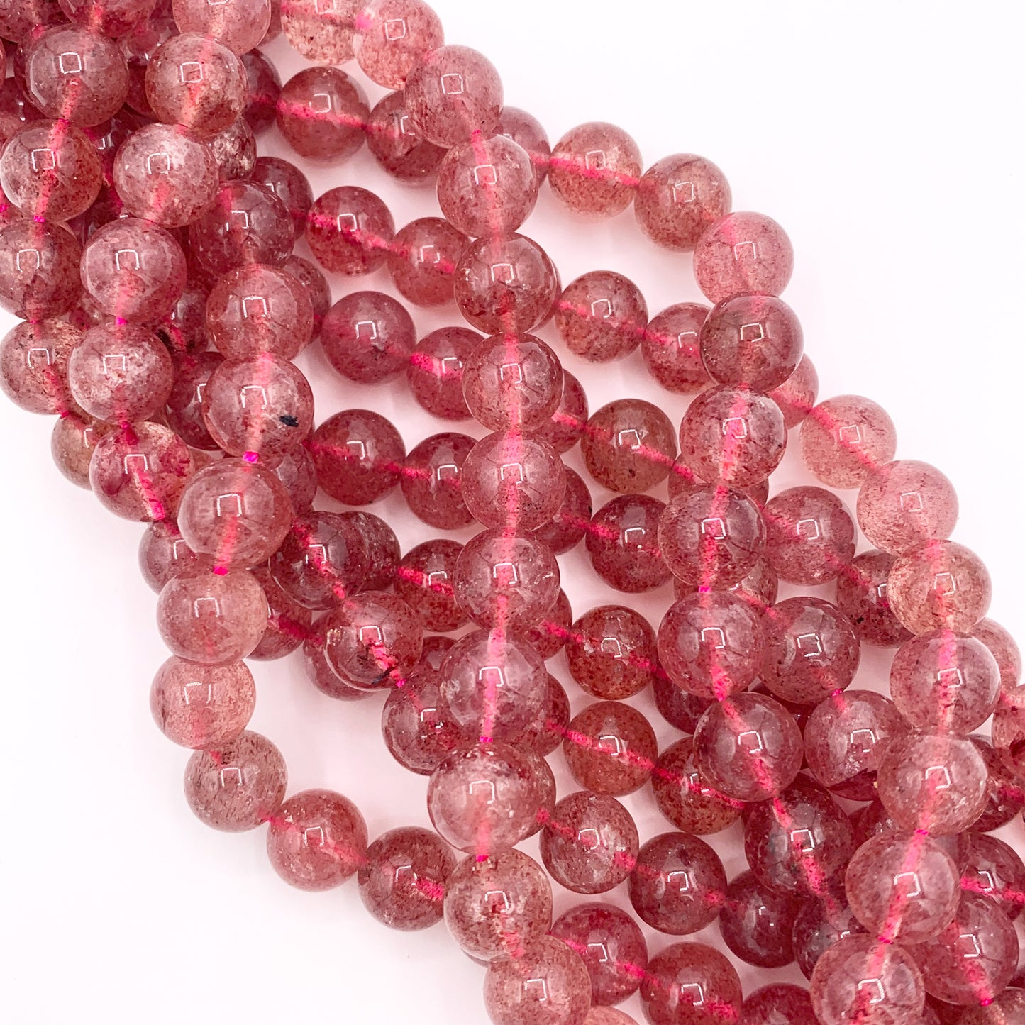 Strawberry Quartz Round Shiny Natural Gemstone Beads 6mm 8mm 9mm 10mm For Jewelry Making 15"