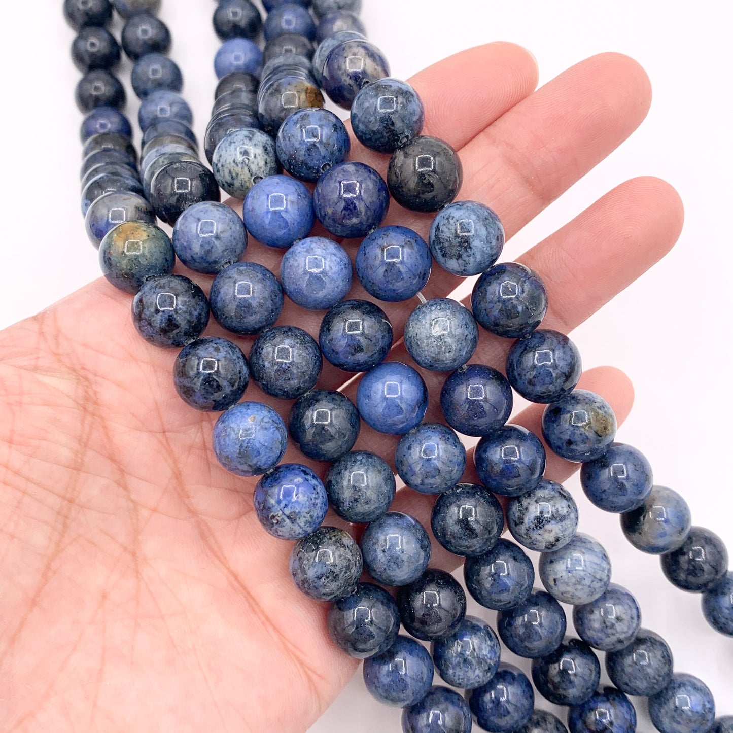 Dumortierite Round Smooth 4-12mm Shiny Natural Blue Gemstone Beads 15"