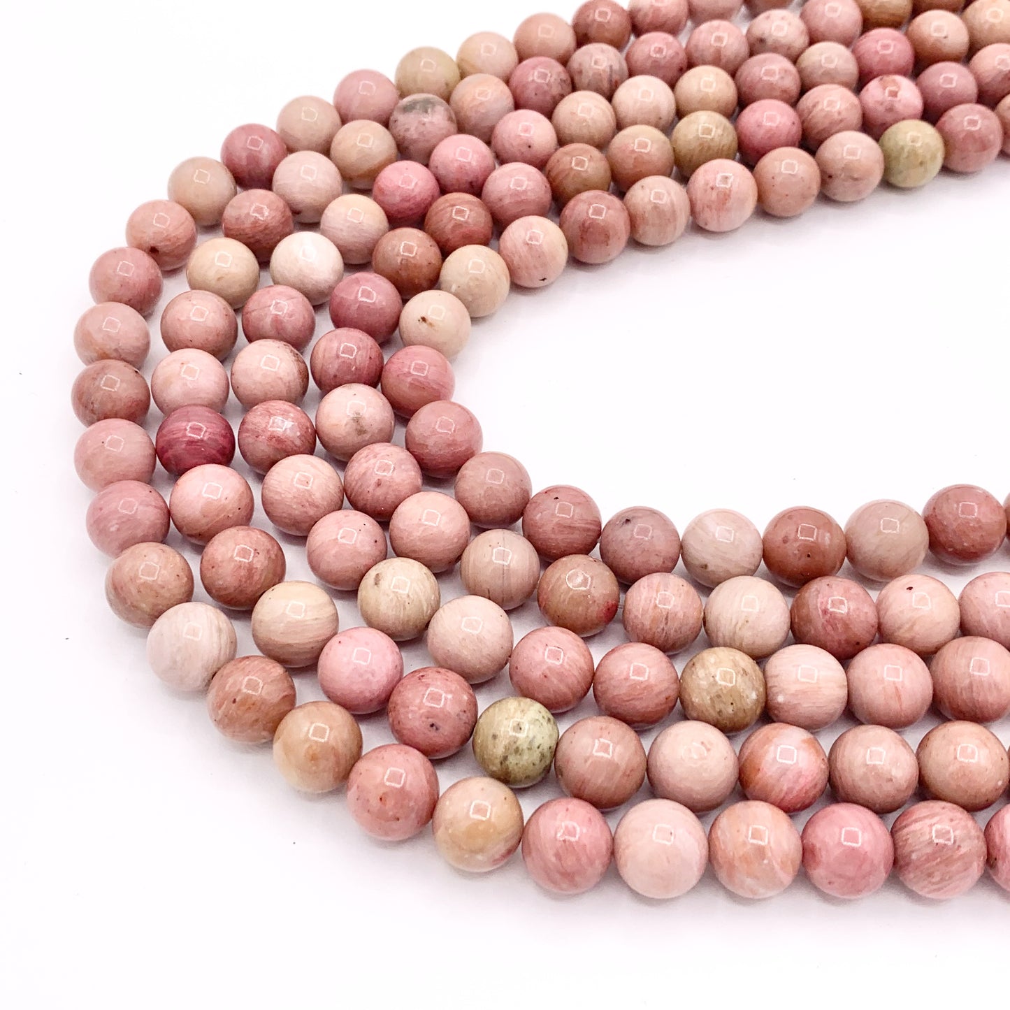 Rhodonite Round Smooth Shiny Natural Pink Stone Beads 4-12mm For Jewelry Making 15"