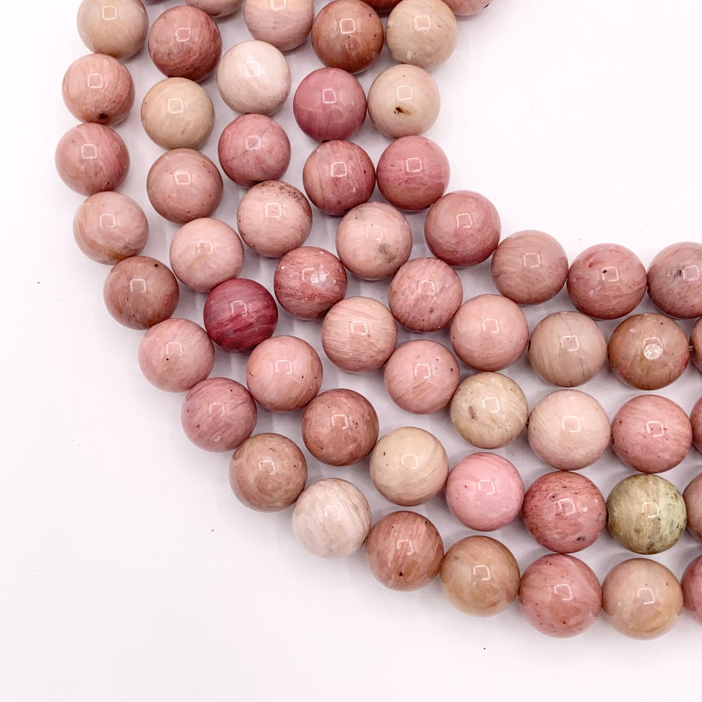 Rhodonite Round Smooth Shiny Natural Pink Stone Beads 4-12mm For Jewelry Making 15"
