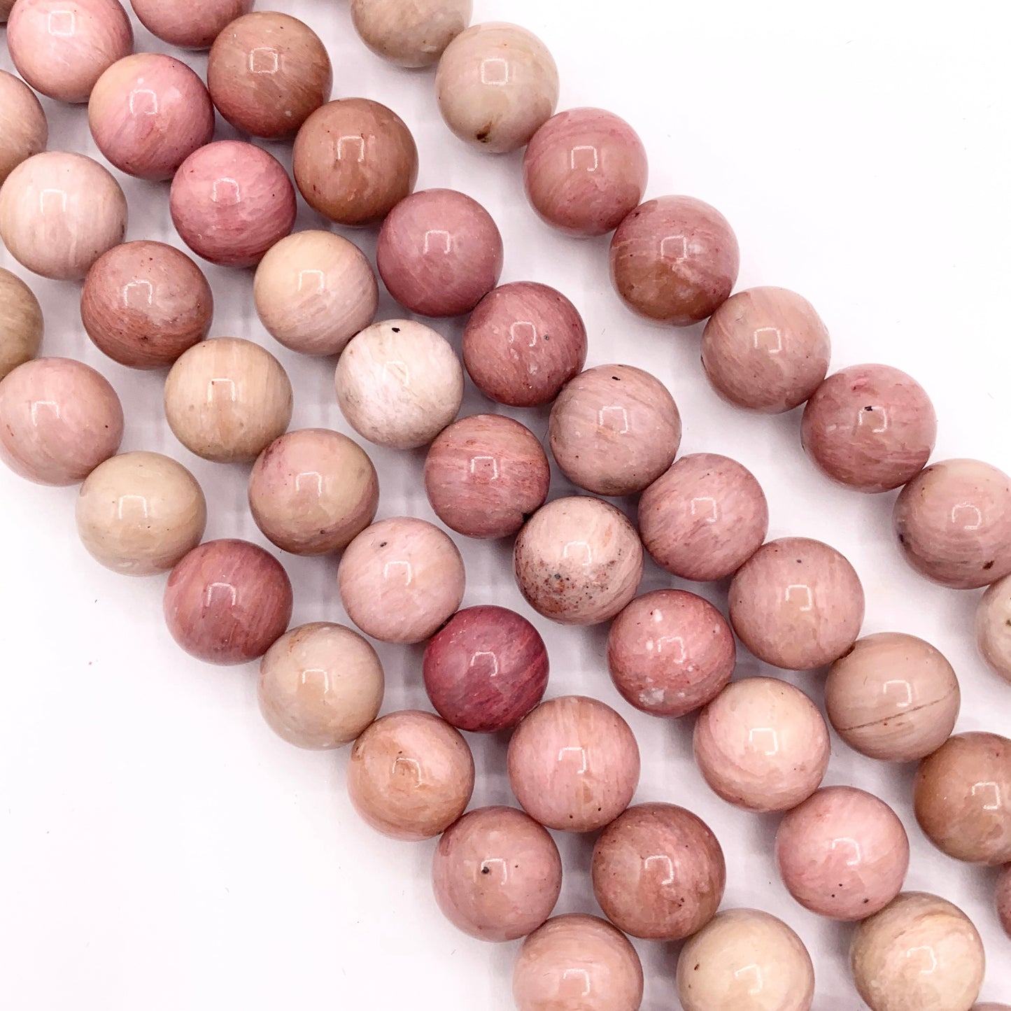 Rhodonite Round Smooth Shiny Natural Pink Stone Beads 4-12mm For Jewelry Making 15"
