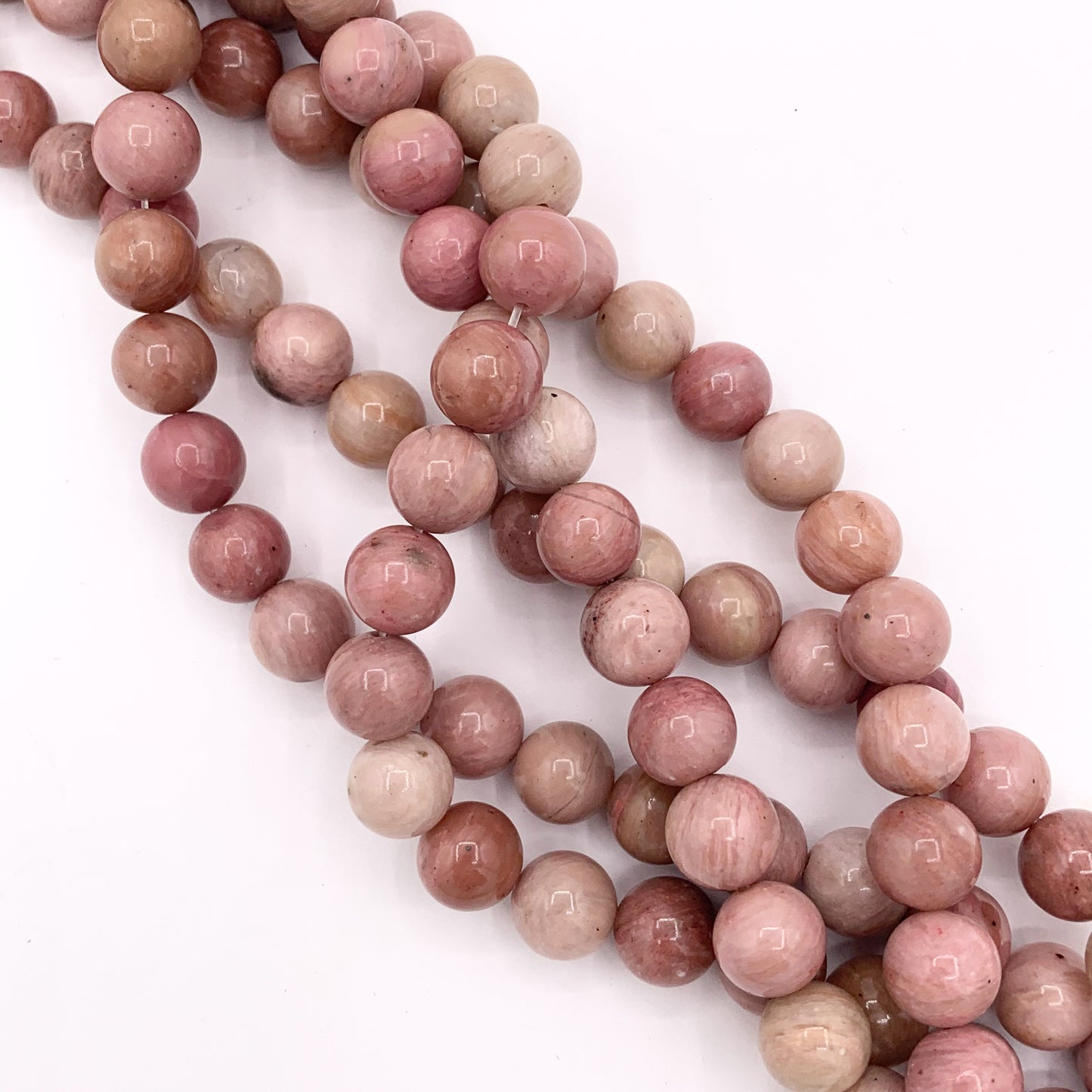 Rhodonite Round Smooth Shiny Natural Pink Stone Beads 4-12mm For Jewelry Making 15"