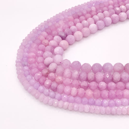 Lavender Amethyst Round & Rondelle Shiny Faceted Hand Cut Natural Crystal Beads 15" 6mm 8mm 10mm