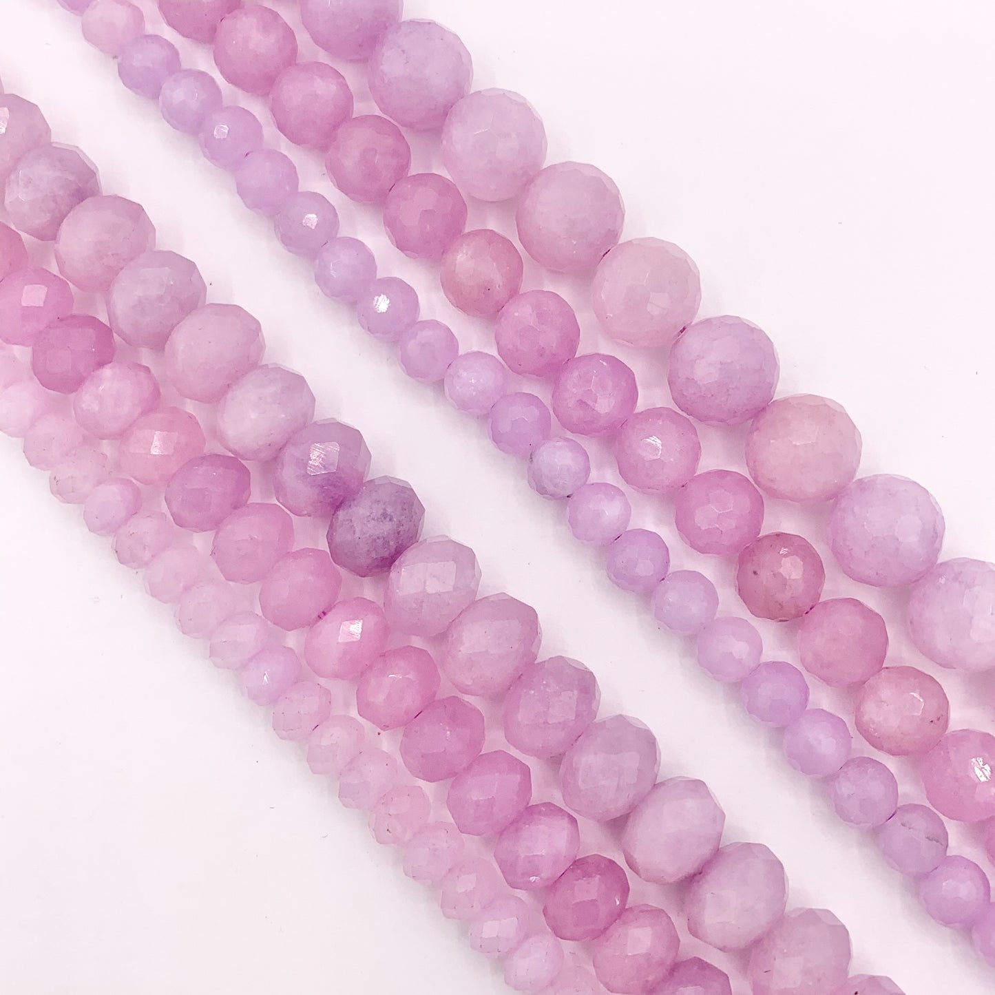 Lavender Amethyst Round & Rondelle Shiny Faceted Hand Cut Natural Crystal Beads 15" 6mm 8mm 10mm