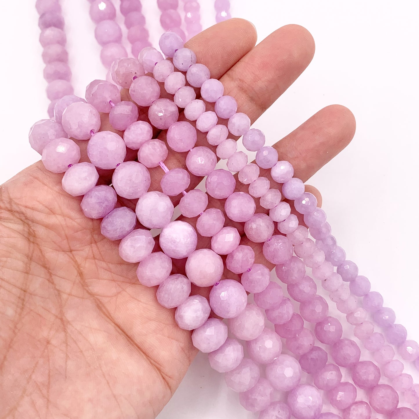 Lavender Amethyst Round & Rondelle Shiny Faceted Hand Cut Natural Crystal Beads 15" 6mm 8mm 10mm
