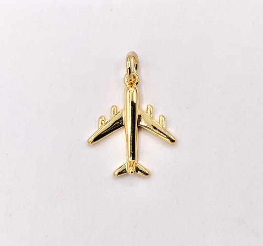 Cute Airplane Charms in 18K Gold Plated Over Copper 10 PCS
