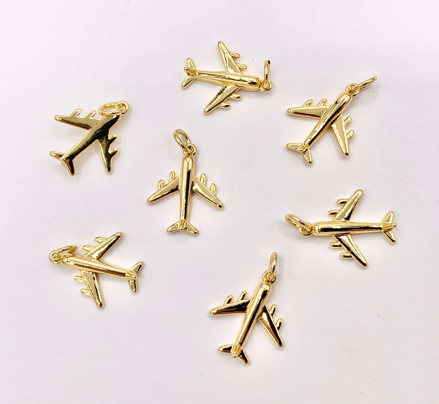 Cute Airplane Charms in 18K Gold Plated Over Copper 10 PCS