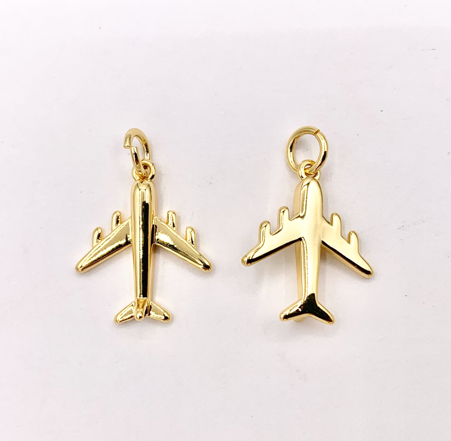 Cute Airplane Charms in 18K Gold Plated Over Copper 10 PCS