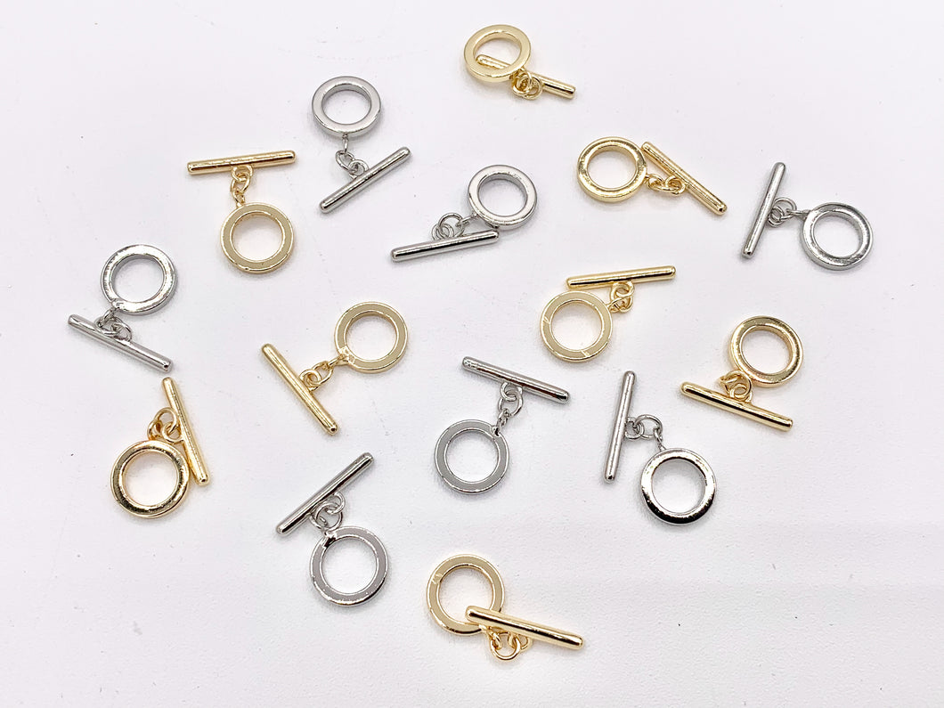 Real Gold 18K and Platinum Plated Toggle Over Copper 10 SETS