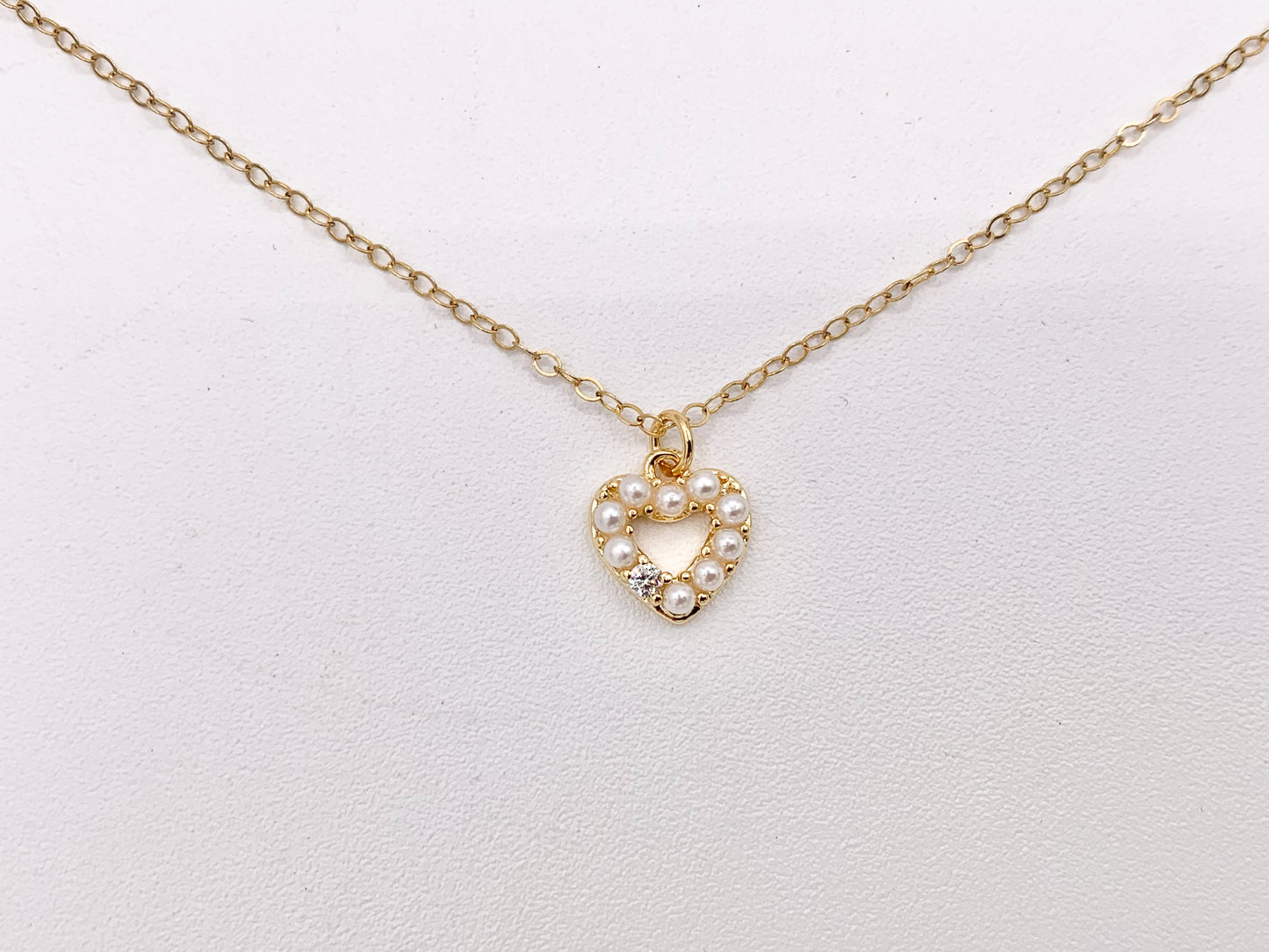 Tiny Mother of Pearl CZ Pave Heart Charm in Real Gold Plated 18K Over Copper 10 PCS